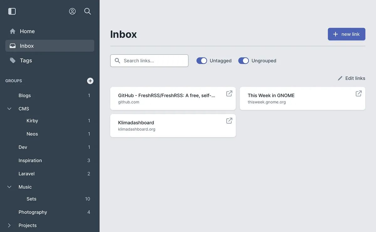 The Inbox for organizing untagged links