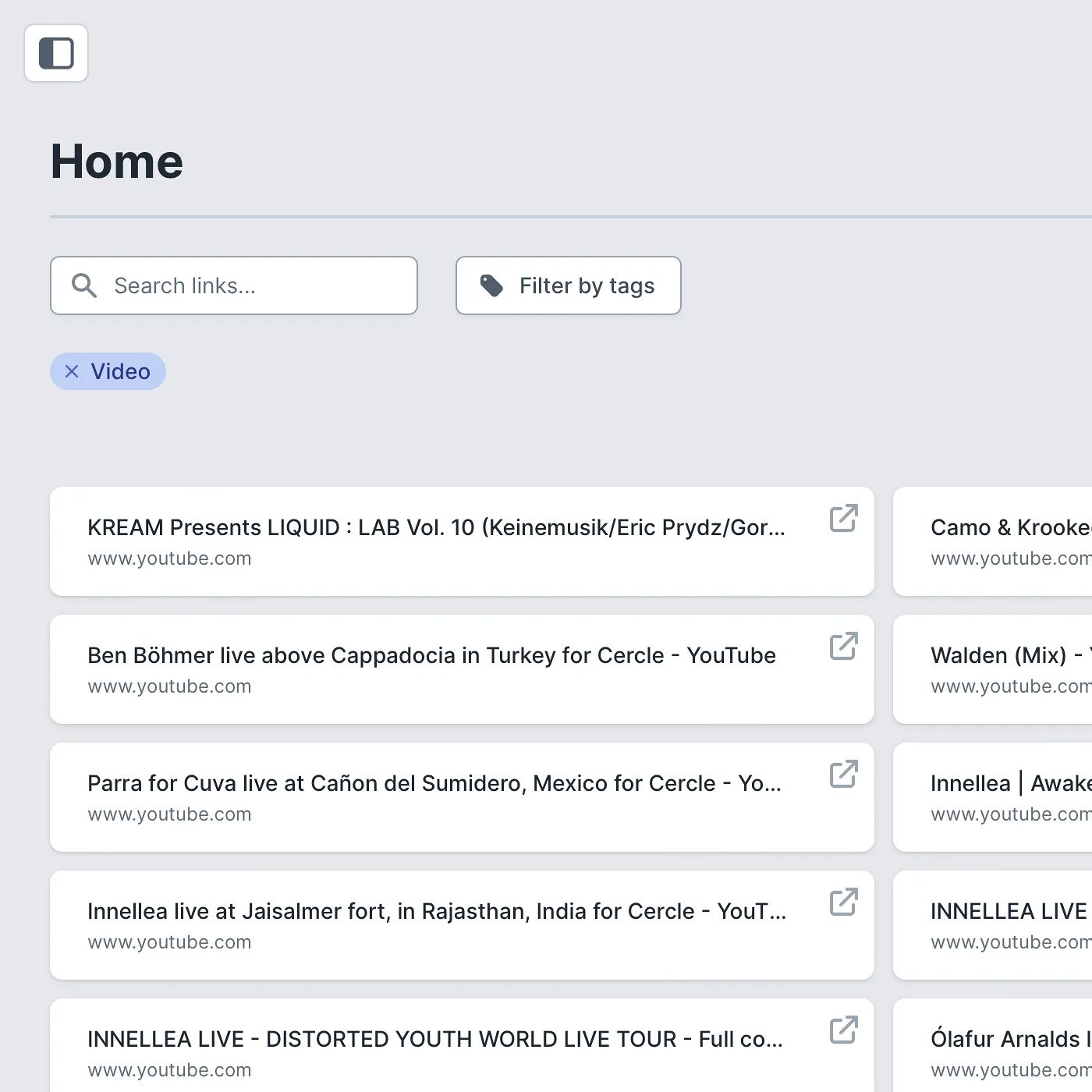 Link list with tag filter