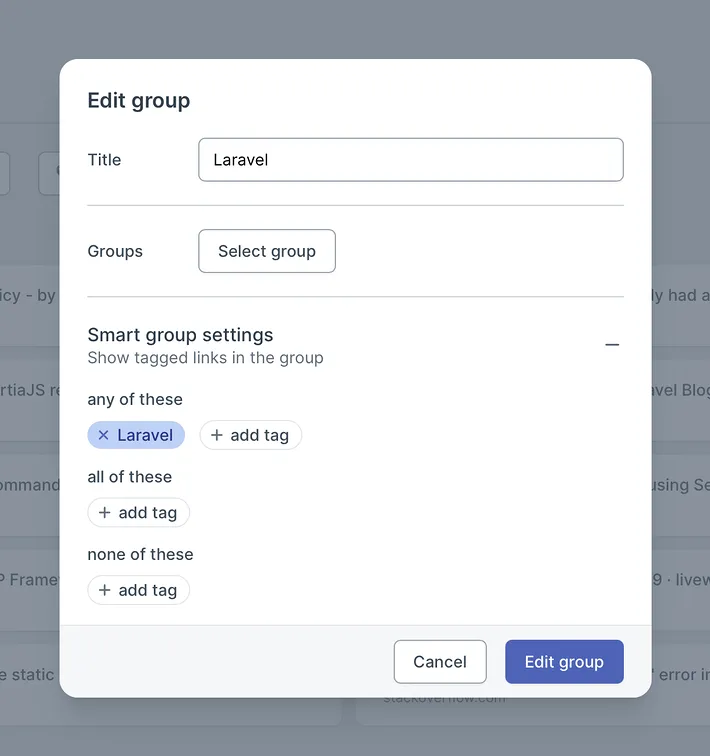 Smart Group settings